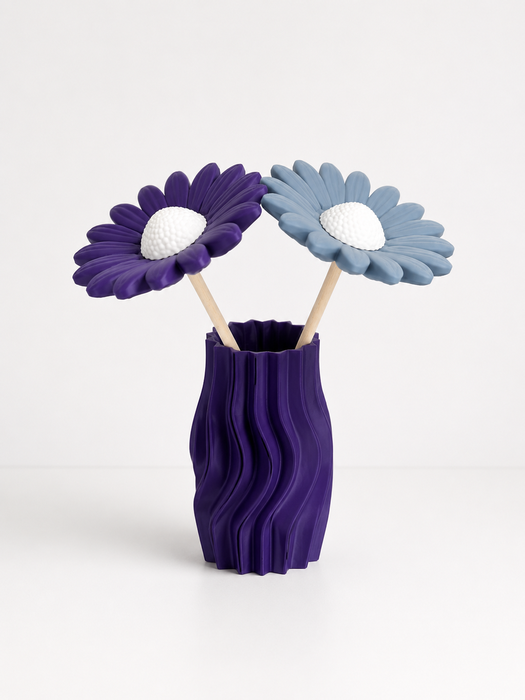 Modernes Deko-Blumen-Set mit Vase | 2 langlebige 3D-Blumen inklusive Vase | Pflegefreie Wohn- und Tischdekoration
